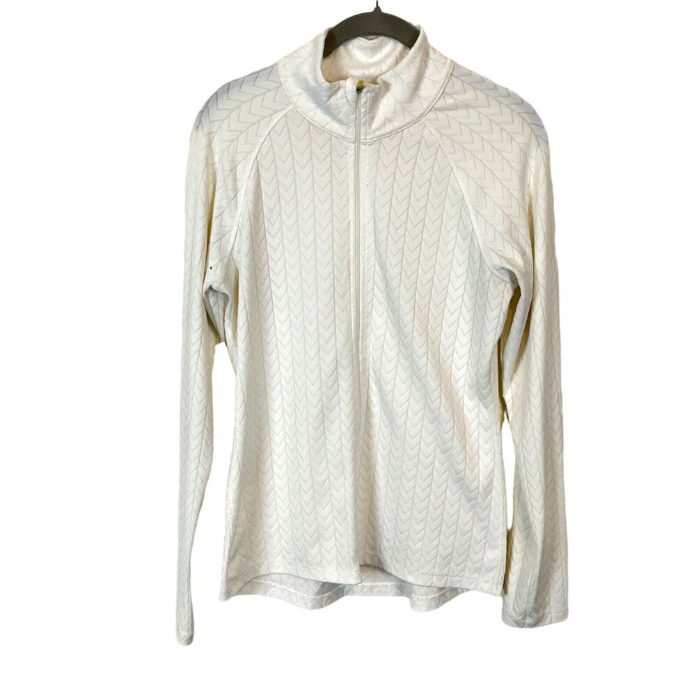 Lucy Track Jacket Women's White Size S Zip Up Atheltic Chevron Polyester Spandex